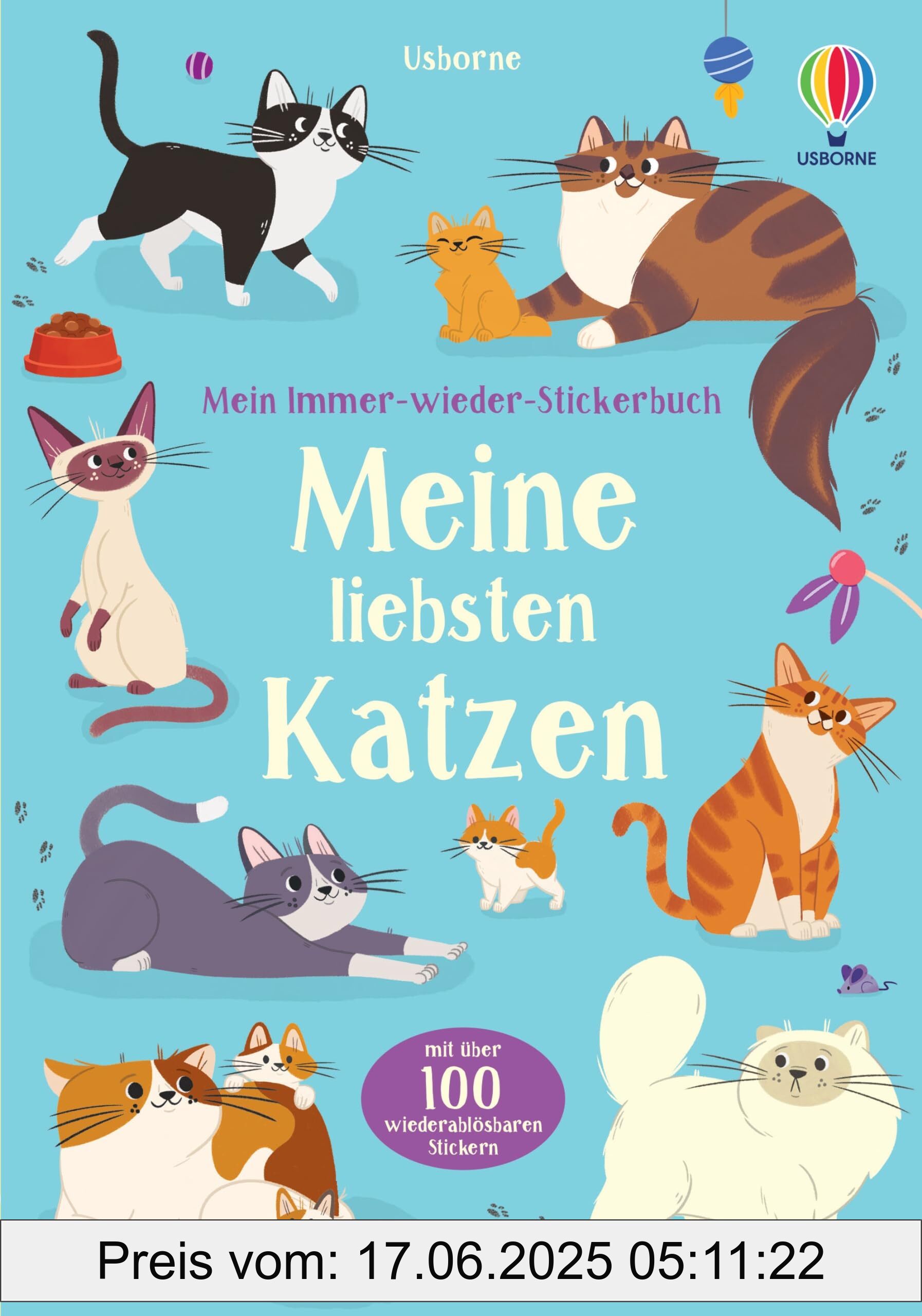 Binding : pocket_book, Edition : 1., Label : Mein Immer-wieder-Stickerbuch : Meine liebsten Katzen : mit über 100 wiederablösbaren Stickern in die Welt der Katzen eintauchen – Stickerheft ab 3 Jahren, PackageQuantity : 1, medium : pocket_book, numberOfPages : 32, publicationDate : 2024-09-12, releaseDate : 2024-09-12, languages : german, ISBN : 1035702568