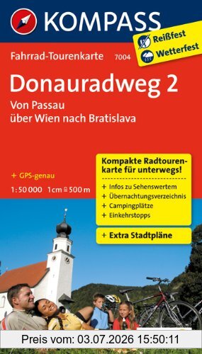 unbekannt Donauradweg 02. Von Passau über Wien Nach Bratislava 1 , 50 000, Fahrrad-Tourenkarte. Gps-genau