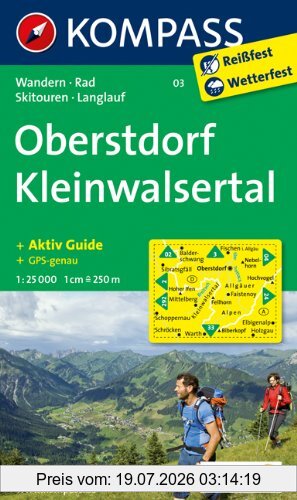 unbekannt Oberstdorf - Kleinwalsertal 1 , 25 000, Wanderkarte Mit Aktiv Guide, Radwegen, Loipen Und Alpinen Skitouren. Gps-genau