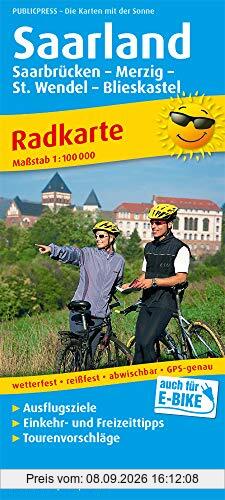 Saarland: Radkarte mit Ausflugszielen, Einkehr- & Freizeittipps, wetterfest, reissfest, abwischbar, GPS-genau. 1:100000 (Radkarte / RK)