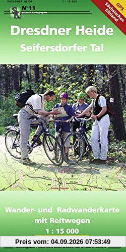 Dresdner Heide und Seifersdorfer Tal: Wander- und Radwanderkarte mit Reitwegen 1 : 15 000 GPS-fähig wetterfest reißfest