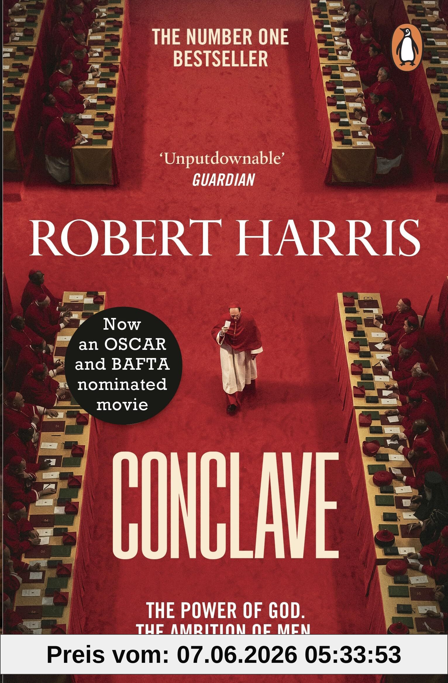 Conclave. Fim Tie-In: Now a major motion picture starring Ralph Fiennes, Stanley Tucci and Isabella Rossellini