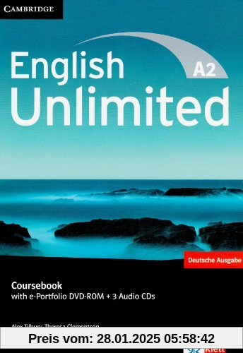 English Unlimited A2 - Elementary. Coursebook with e-Portfolio DVD-ROM + 3 Audio-CDs