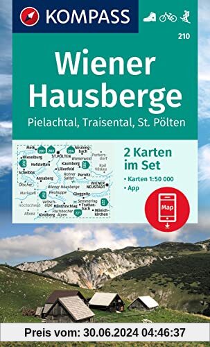 KOMPASS Wanderkarten-Set 210 Wiener Hausberge, Pielachtal, Traisental (2 Karten) 1:50.000: inklusive Karte zur offline V