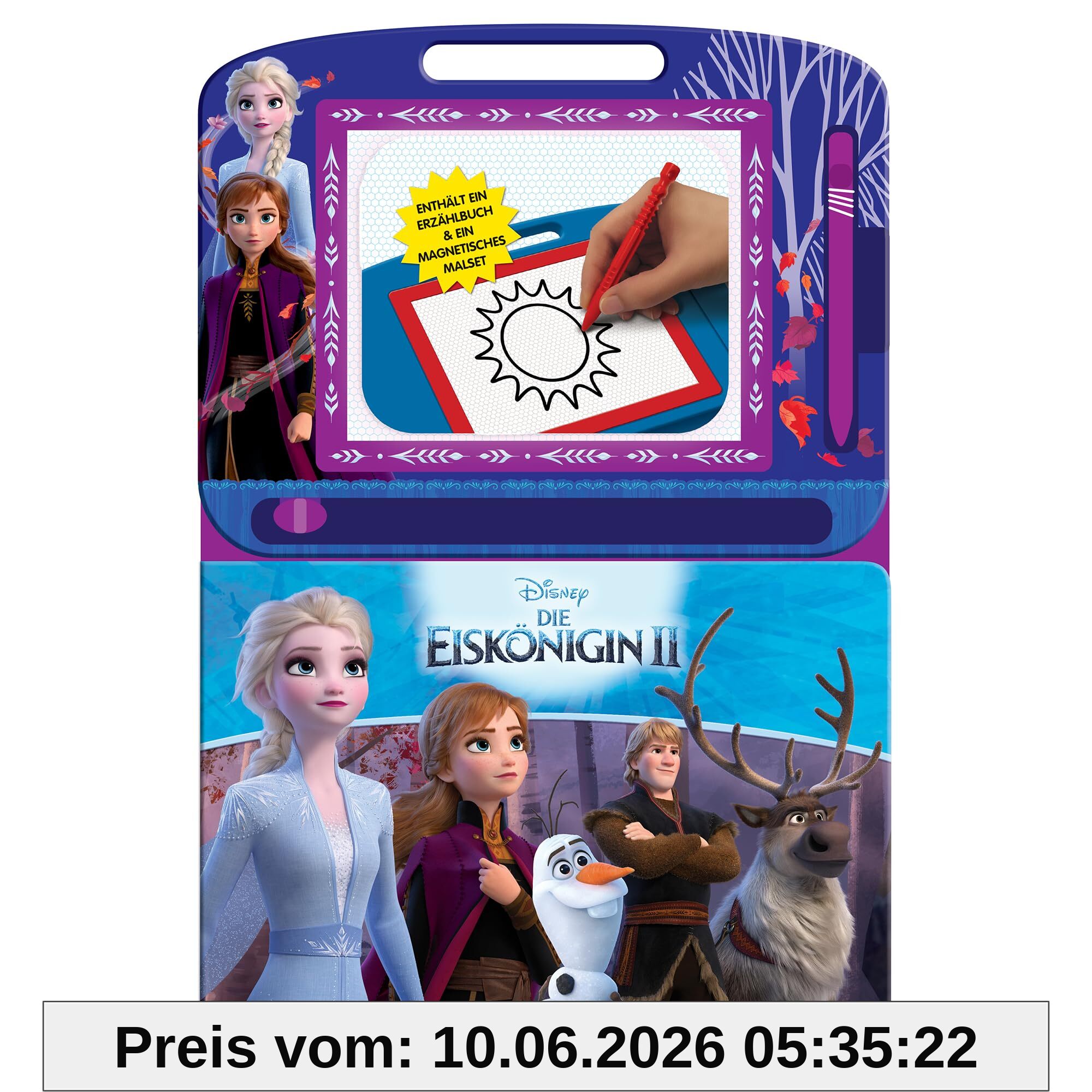 Disney Die Eiskönigin II Lern- und Zaubertafel – Lernmaterialien für Kinder, 22-seitiges Pappbilderbuch, 1 Magnetische Zeichentafel, 1 Magnetstift