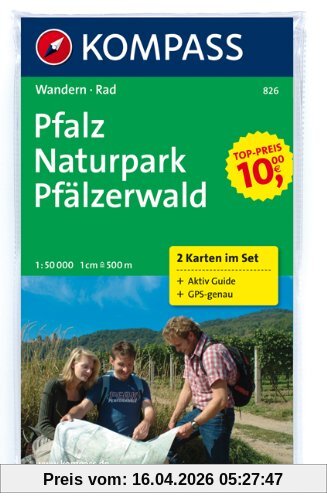 Pfalz - Naturpark Pfälzerwald 1 : 50 000: Wanderkarten-Set mit Aktiv Guide in der Schutzhülle. GPS-genau