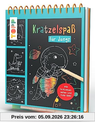 Kratzelspaß für Jungs: Mit 24 Kratzelseiten und Holz-Stift!