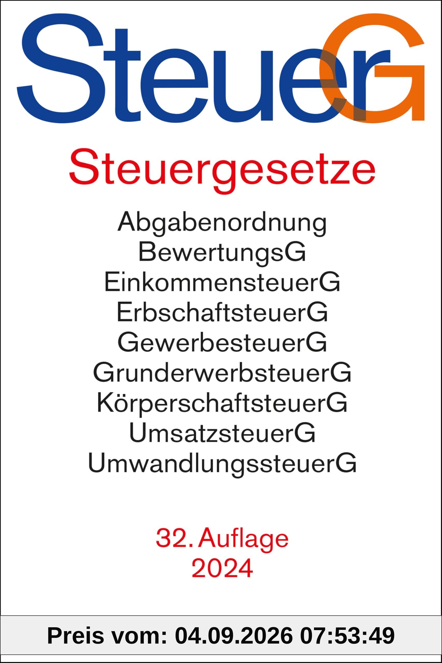 Steuergesetze: Abgabenordnung, Bewertungsgesetz, Einkommensteuer einschließlich Nebenbestimmungen sowie Einkommensteuer-Tabellen, Erbschaftsteuer, ... Umwandlungssteuer u.a. (Beck-Texte im dtv)