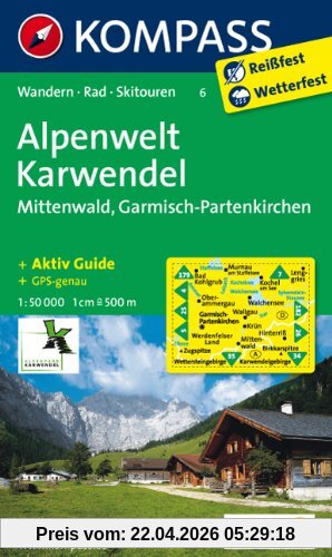 Alpenwelt Karwendel - Mittenwald - Garmisch-Partenkirchen 1 : 50 000: Wanderkarte mit Tourenführer, Radrouten und Skitouren. GPS-genau