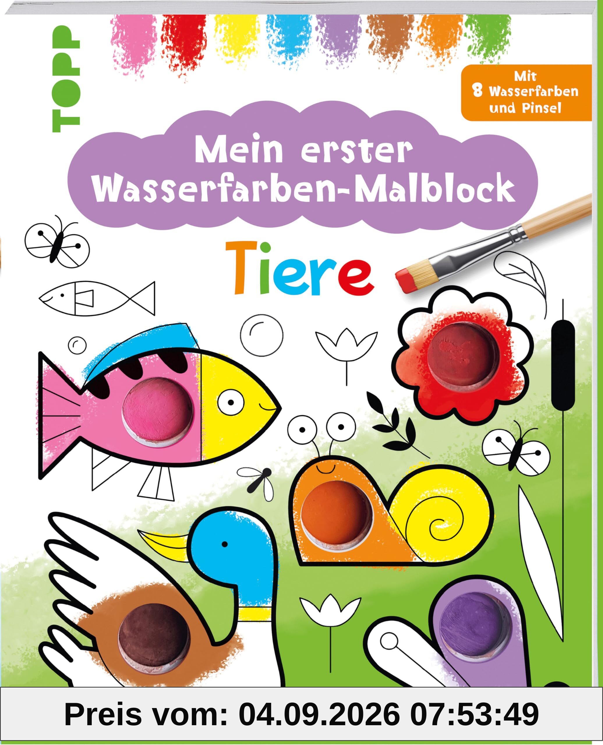 Mein erster Wasserfarben-Malblock - Tiere: mit 8 Wasserfarben und Pinsel