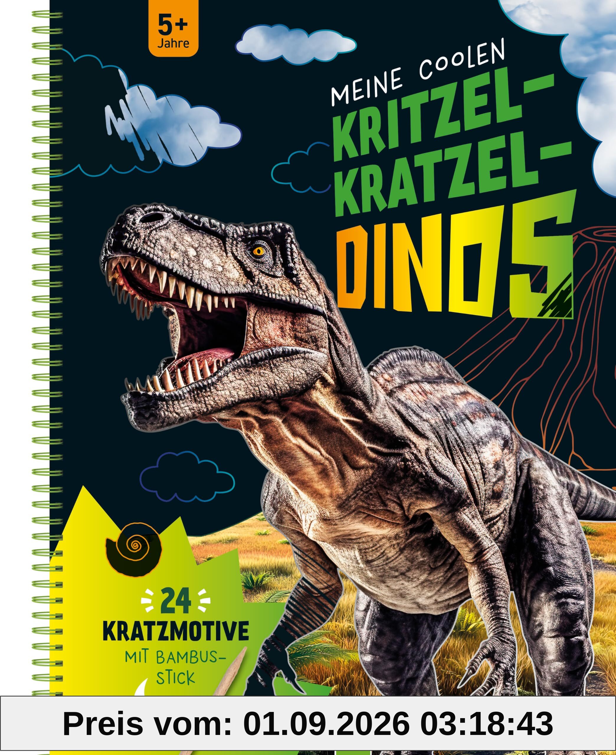 Meine coolen Kritzel-Kratzel-Dinos: 24 Kratzseiten mit realistischen Dinosauriern zum Auskratzen. Mit kniffligen Rätseln und tollen Zeichenschulen für kreative Dino-Fans ab 5 Jahren