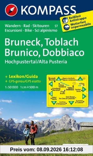 Bruneck / Toblach - Brunico / Dobbiaco 1 : 50 000: Hochpustertal - Alta Pusteria. Wander-, Bike- und Skitourenkarte