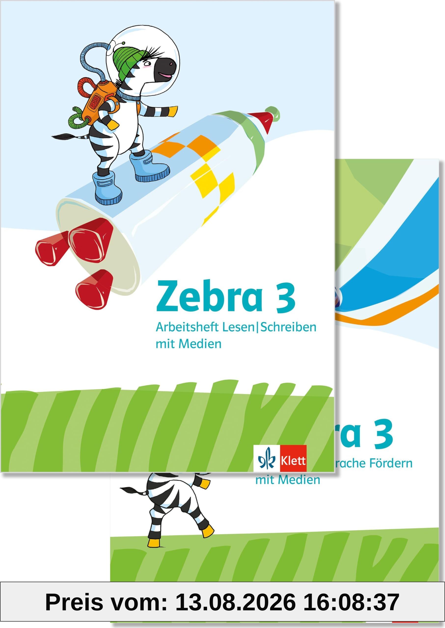 Zebra 3: Paket: Arbeitsheft Sprache Förderheft, Arbeitsheft Lesen/Schreiben Klasse 3 (Zebra. Ausgabe ab 2024)