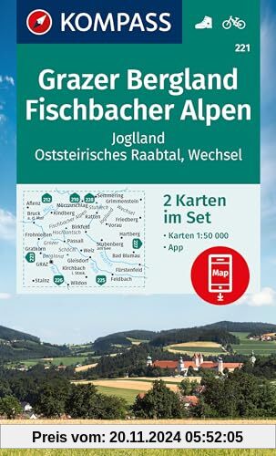 KOMPASS Wanderkarten-Set 221 Grazer Bergland, Fischbacher Alpen (2 Karten) 1:50.000: inklusive Karte zur offline Verwend