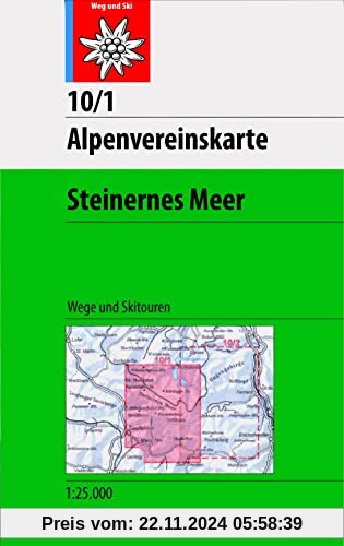 Steinernes Meer: Topographische Karte 1:25.000 mit Wegmarkierungen und Skirouten: Wegmarkierungen und Skirouten - Topogr