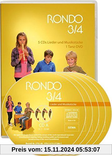 Rondo. Musiklehrgang für die Grundschule - Neubearbeitung / RONDO 3/4 - Lieder und Musikstücke - Neuausgabe: 5 Audio-CDs