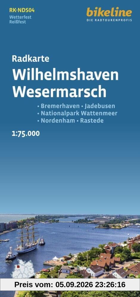 Radkarte Wilhelmshaven, Wesermarsch: 1:75.000, wetterfest, (Bikeline Radkarte)