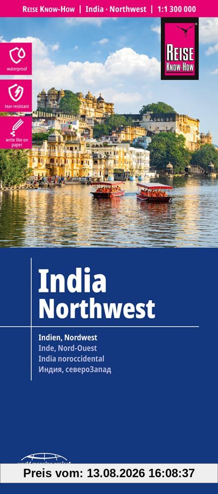 Reise Know-How Landkarte Indien, Nordwest / India, Northwest (1:1.300.000): reiß- und wasserfest (world mapping project)