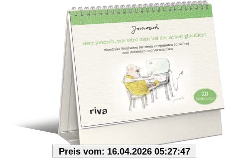 Herr Janosch, wie wird man bei der Arbeit glücklich?: Wondraks Weisheiten für einen entspannten Büroalltag zum Aufstellen und Verschenken – 20 Postkarten. Das Geschenk für Kollegen