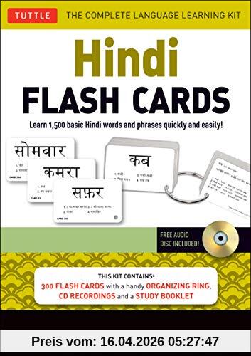 Hindi Flash Cards Kit: Learn 1,500 basic Hindi words and phrases quickly and easily! (Audio CD Included)