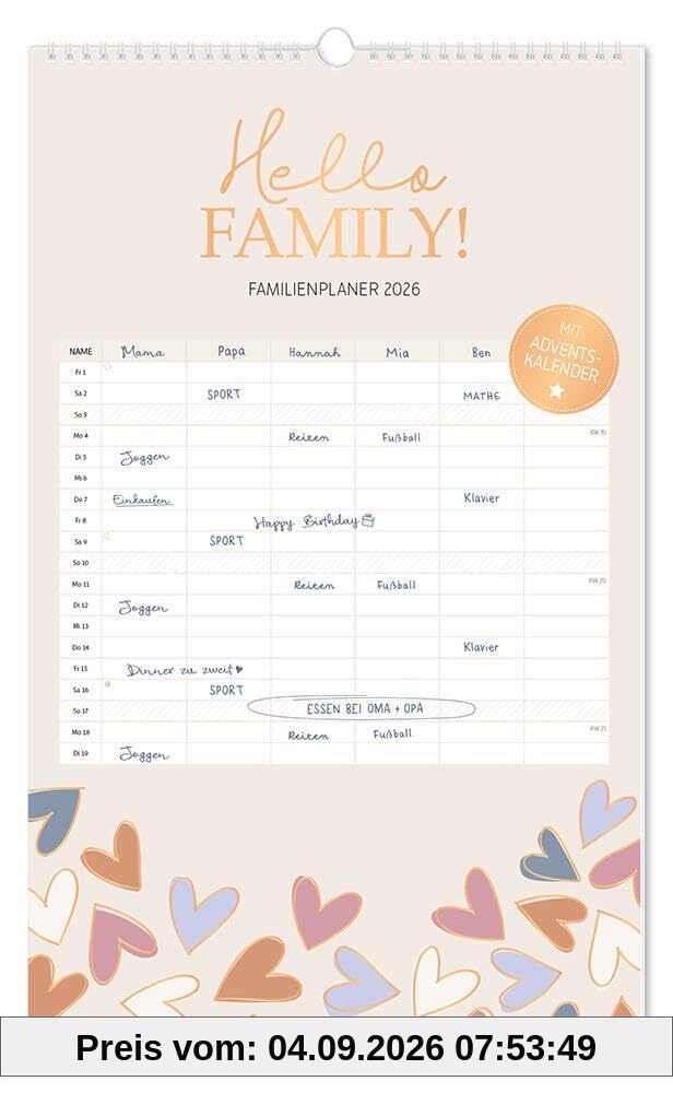 Familienplaner 2026 Hello Family!: Familienplaner