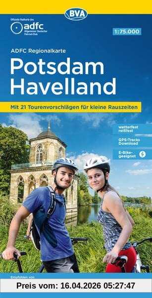 ADFC-Regionalkarte Potsdam Havelland, 1:75.000, mit Tagestourenvorschlägen, reiß- und wetterfest, E-Bike-geeignet, GPS-Tracks-Download (ADFC-Regionalkarte 1:75000)