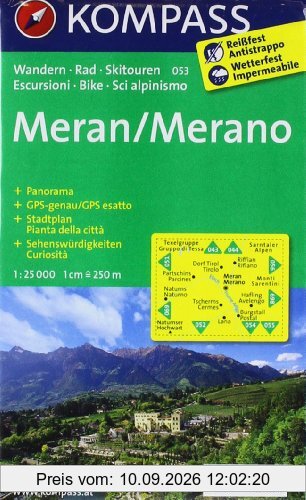 Meran / Merano 1 : 25 000: Wanderkarte mit Stadtplan, Panorama, Radrouten und Skitouren. GPS-genau