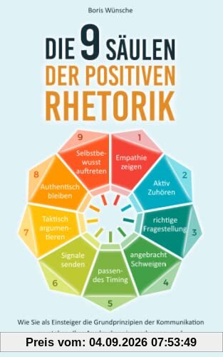 Die 9 Säulen der positiven Rhetorik: Wie Sie als Einsteiger die Grundprinzipien der Kommunikation verstehen, Ihre Ausdrucksweise verbessern und nachhaltig im Beruf & Alltag überzeugen