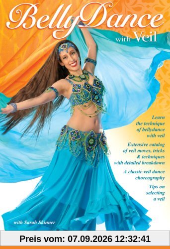 Belly Dance with Veil, taught by Sarah Skinner: Open level bellydance classes, Belly dance instruction, Veil belly dancing how-to. [UK Import]