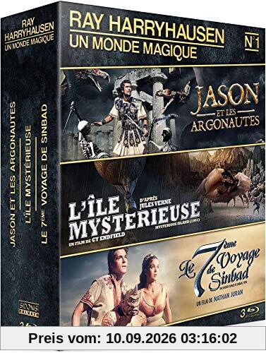 Coffret ray harryhausen 3 films : jason et les argonautes ; l'île mystérieuse ; le septième voyages de sinbad [Blu-ray] [FR Import]