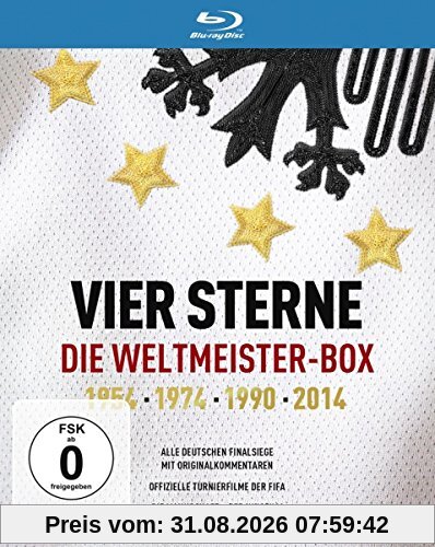 Vier Sterne - Die Weltmeister-Box - 1954 1974 1990 2014 / Alle deutschen Finalsiege mit Originalkommentaren von ARD und ZDF + Die offiziellen Turnierfilme der FIFA + Die Mannschaft (5 Blu-rays)