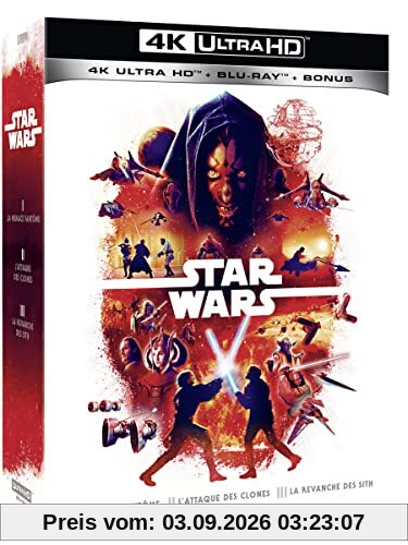 Star wars - episodes 1 à 3 : la menace fantôme + l'attaque des clones + la revanche des sith 4k ultra hd [Blu-ray] [FR Import]