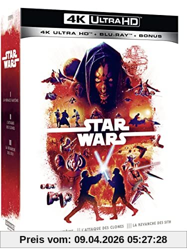 Star wars - episodes 1 à 3 : la menace fantôme + l'attaque des clones + la revanche des sith 4k ultra hd [Blu-ray] [FR Import]