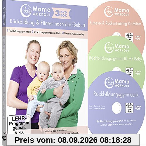 MamaWORKOUT - Rückbildung & Fitness nach der Geburt - 3-DVD-Box zum Sparpreis ++ 1. Rückbildungsgymnastik ++ 2. Rückbildungsgymnastik mit Baby ++ 3. ... für Mütter ++ von Expertin Verena Wiechers