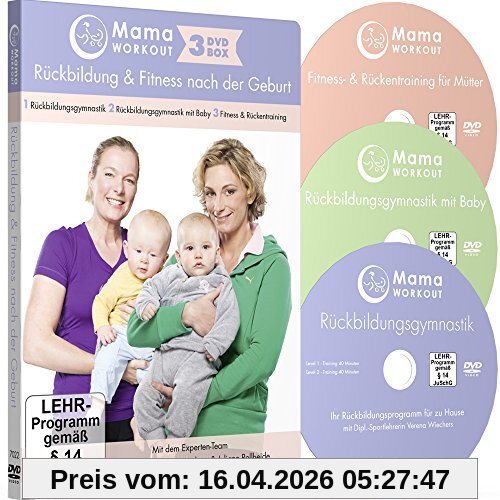 MamaWORKOUT - Rückbildung & Fitness nach der Geburt - 3-DVD-Box zum Sparpreis ++ 1. Rückbildungsgymnastik ++ 2. Rückbildungsgymnastik mit Baby ++ 3. ... für Mütter ++ von Expertin Verena Wiechers