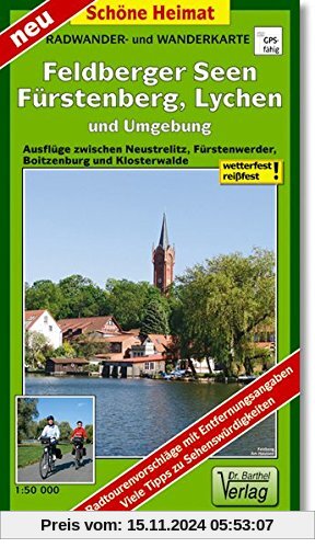 Radwander- und Wanderkarte Feldberger Seen, Fürstenberg, Lychen und Umgebung: Ausflüge zwischen Neustrelitz, Fürstenwerd