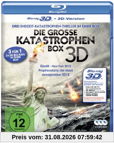 Die große Katastrophenbox 3D - Boxset mit 3 3D Blu-rays: Eiszeit - New York 2012, Prophezeiung der Maya, Armageddon 2012 [3D Blu-ray + 2D Version]