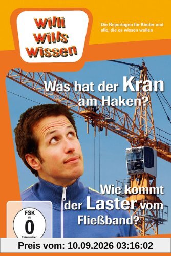 Was hat der Kran am Haken?/Wie kommt der Laster vom Fließband?