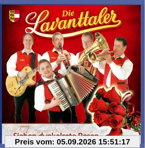Sieben dunkelrote Rosen