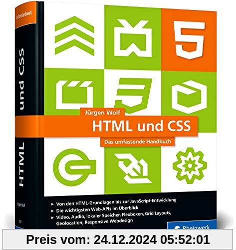 HTML und CSS: Das umfassende Handbuch zum Lernen und Nachschlagen. Inkl. JavaScript, Responsive Webdesign, React und Ang