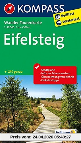 Kompass-Karten GmbH Eifelsteig, Wander-Tourenkarte. Gps-genau. 1, 50000 (Kompass-Wander-Tourenkarten, Band 2502)