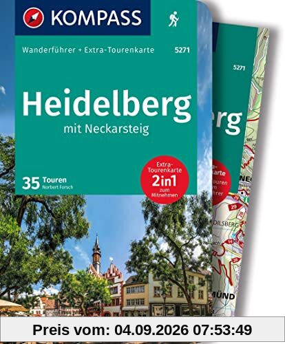 KOMPASS Wanderführer 5271 Heidelberg mit Neckarsteig, 35 Touren: mit Extra-Tourenkarte Maßstab, GPX-Daten zum Download