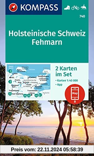 KOMPASS Wanderkarten-Set 740 Holsteinische Schweiz, Fehmarn (2 Karten) 1:40.000: inklusive Karte zur offline Verwendung 