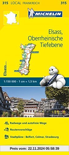 Michelin Elsass Oberrheinische Tiefebene: Straßen- und Tourismuskarte 1:150.000 (MICHELIN Localkarten)