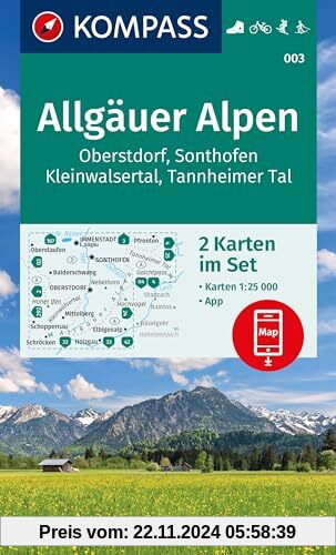 KOMPASS Wanderkarten-Set 003 Allgäuer Alpen, Oberstdorf, Sonthofen, Kleinwalsertal, Tannheimer Tal (2 Karten) 1:25.000