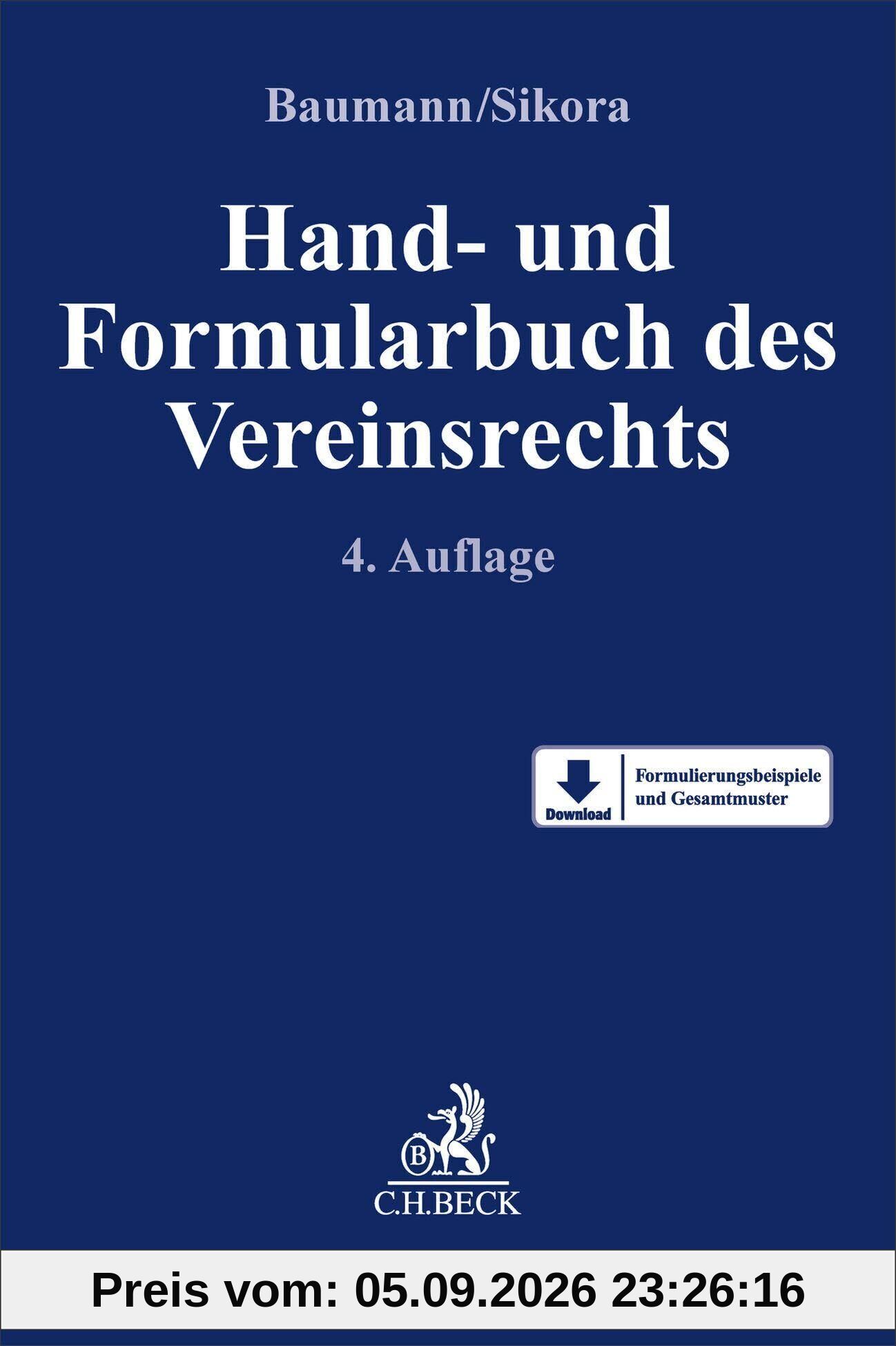 Hand- und Formularbuch des Vereinsrechts