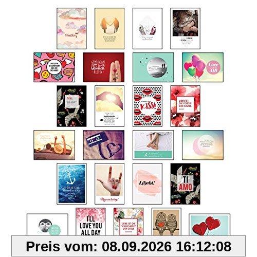 Postkarten Hochzeit - 25 Postkarten Liebe: Postkarten Set Liebe für die Hochzeit als liebevoll gestaltetes Hochzeitsgeschenk mit Sprüchen und Zitaten