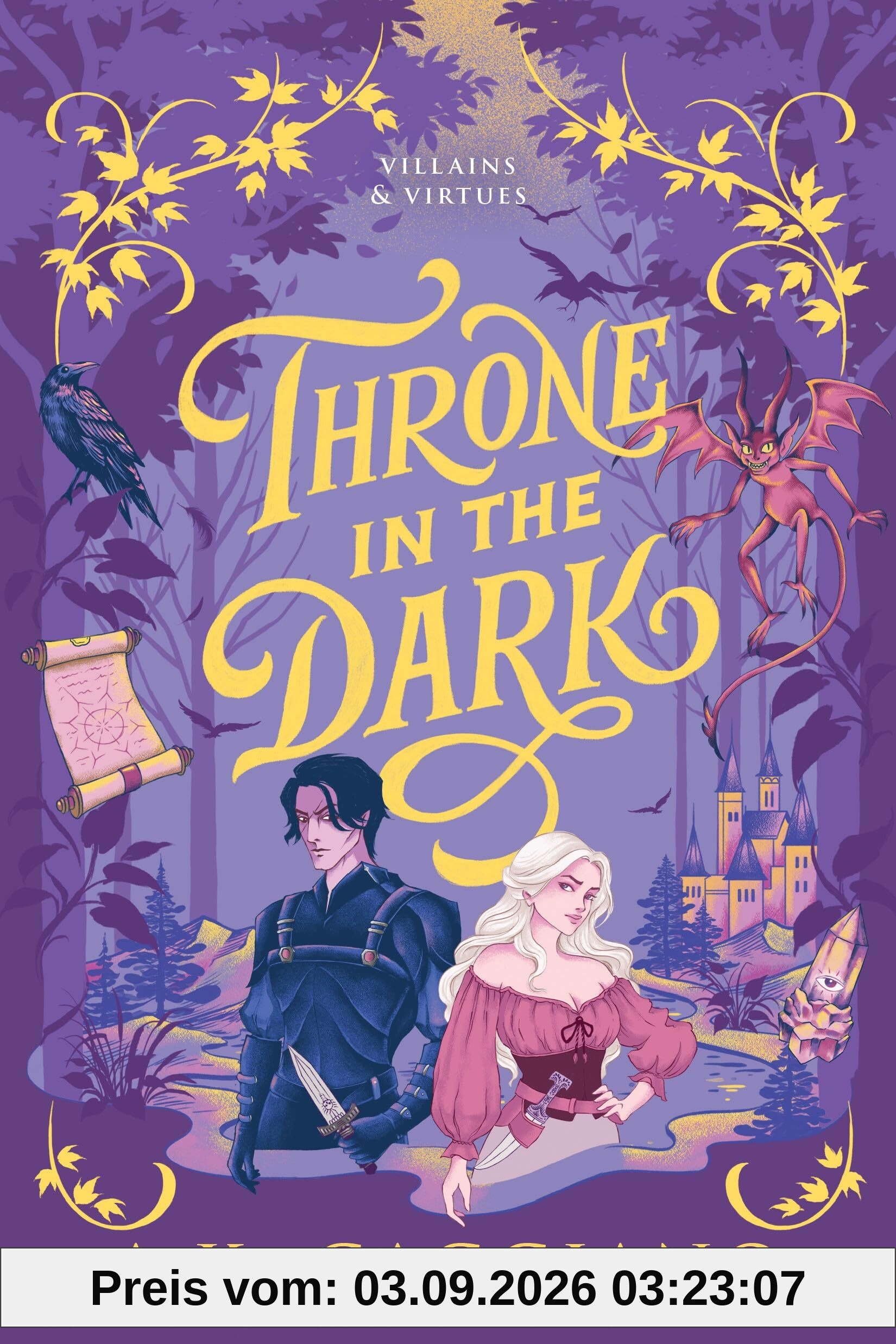 Throne in the Dark: A Feel-Good Cosy Romantasy Adventure (Villains & Virtues Book 1)