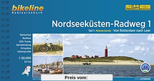Nordseeküsten-Radweg. 1:75000 / Nordseeküsten-Radweg Teil 1: Niederlande - Von Rotterdam nach Leer, 1:50.000, 527 km, we