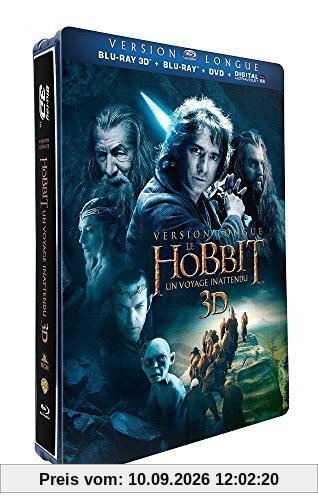 Le Hobbit : un voyage inattendu - version longue - Blu-ray 3D + Blu-ray + DVD + DIGITAL Ultraviolet - Edition Limitée Steelbook(TM) Jumbo